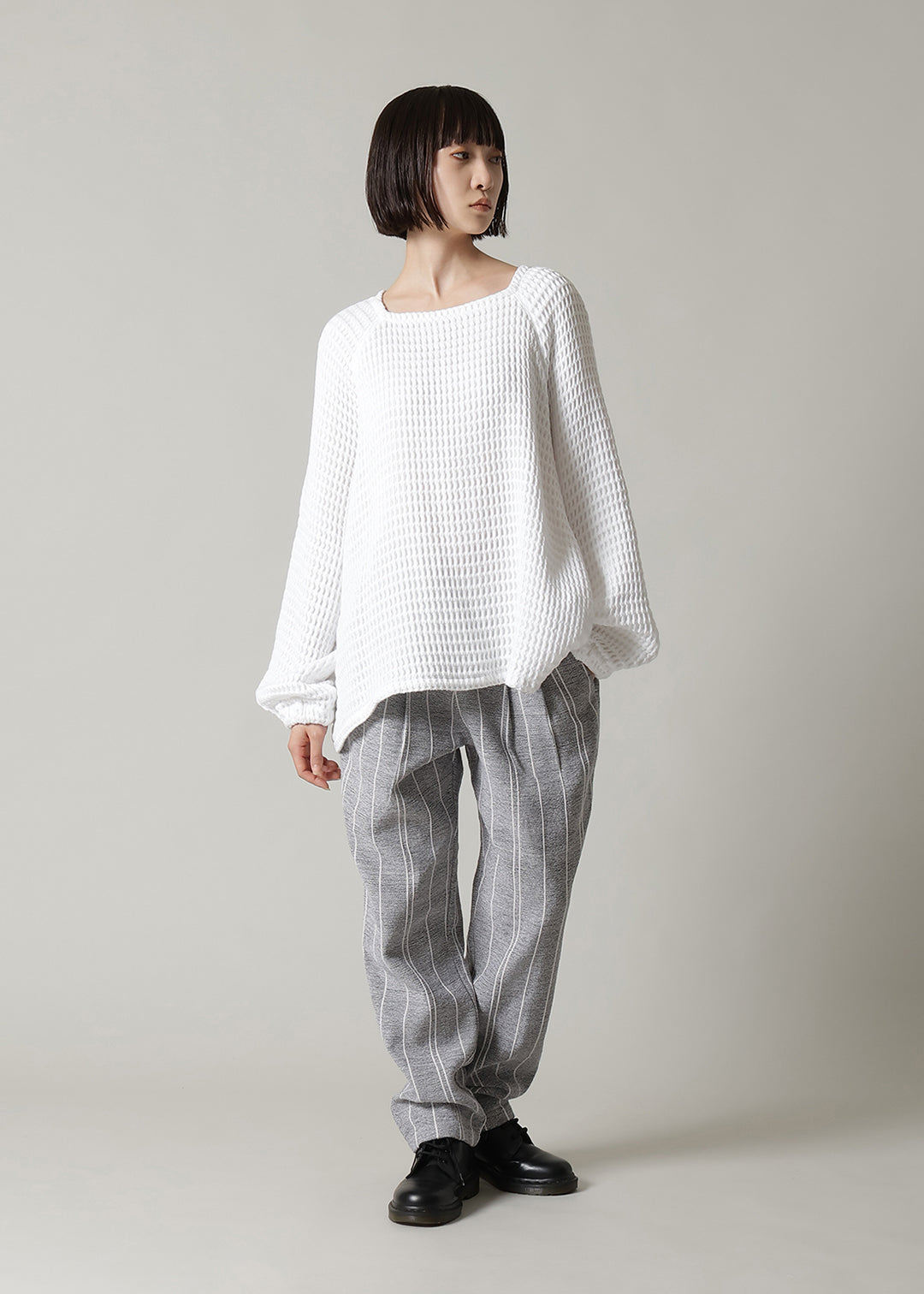 Kaname Gathered Pants Thick Stripe