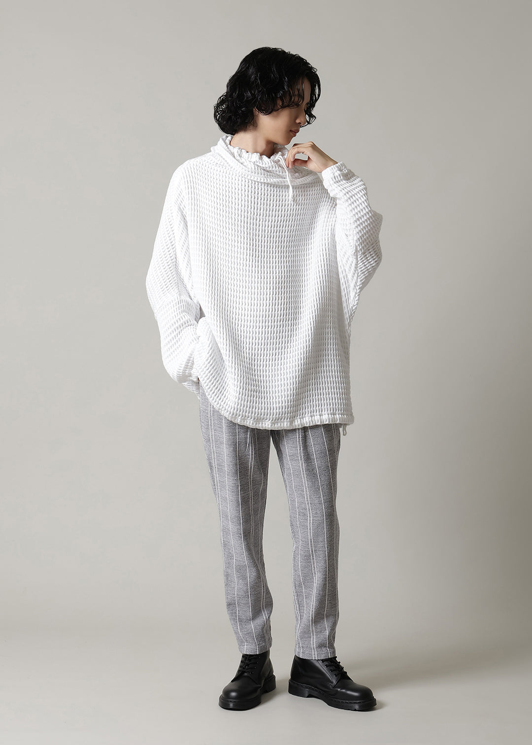 Kaname Gathered Pants Thick Stripe