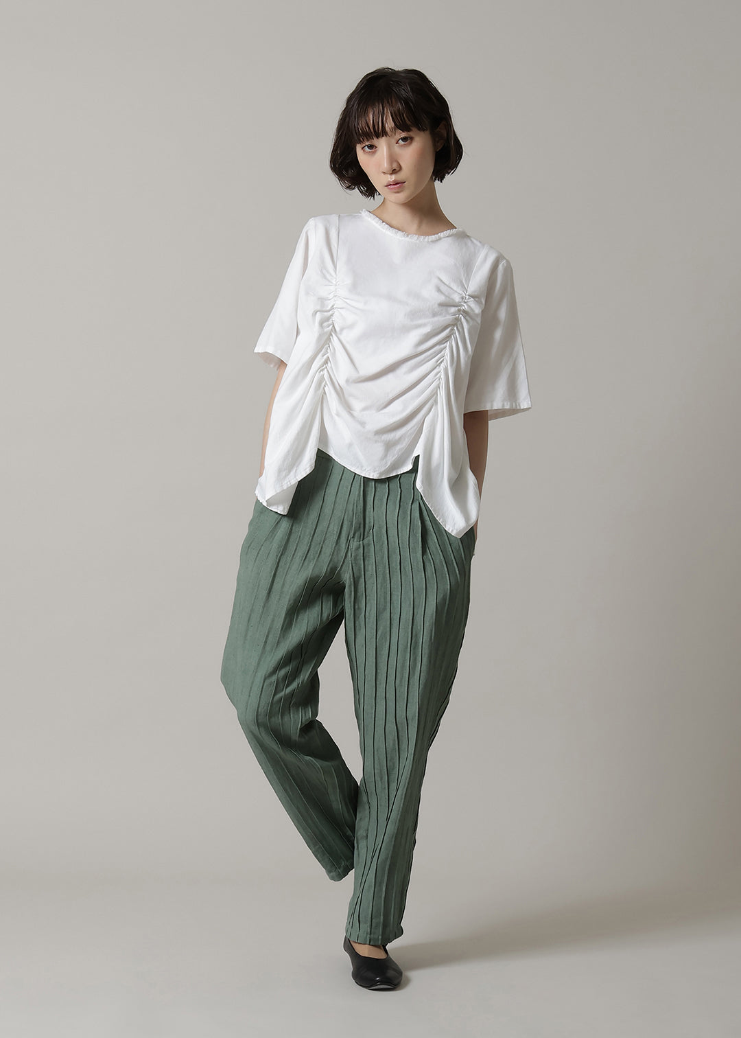 Kaname Pintuck Pants Linen Khadi