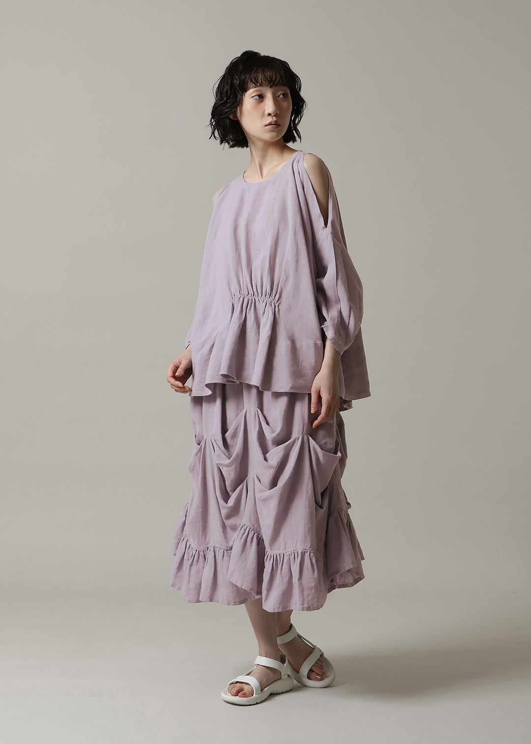 Yuragi Random Pinch Skirt Linen