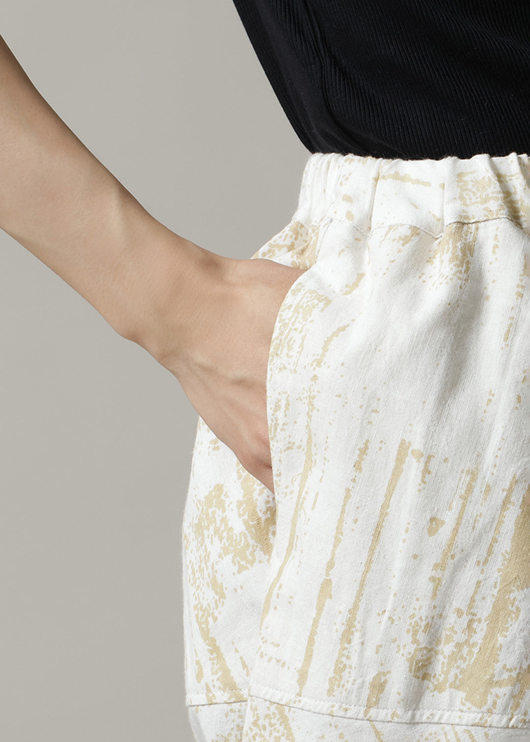 Yuragi Cropped Pants Printed L/K