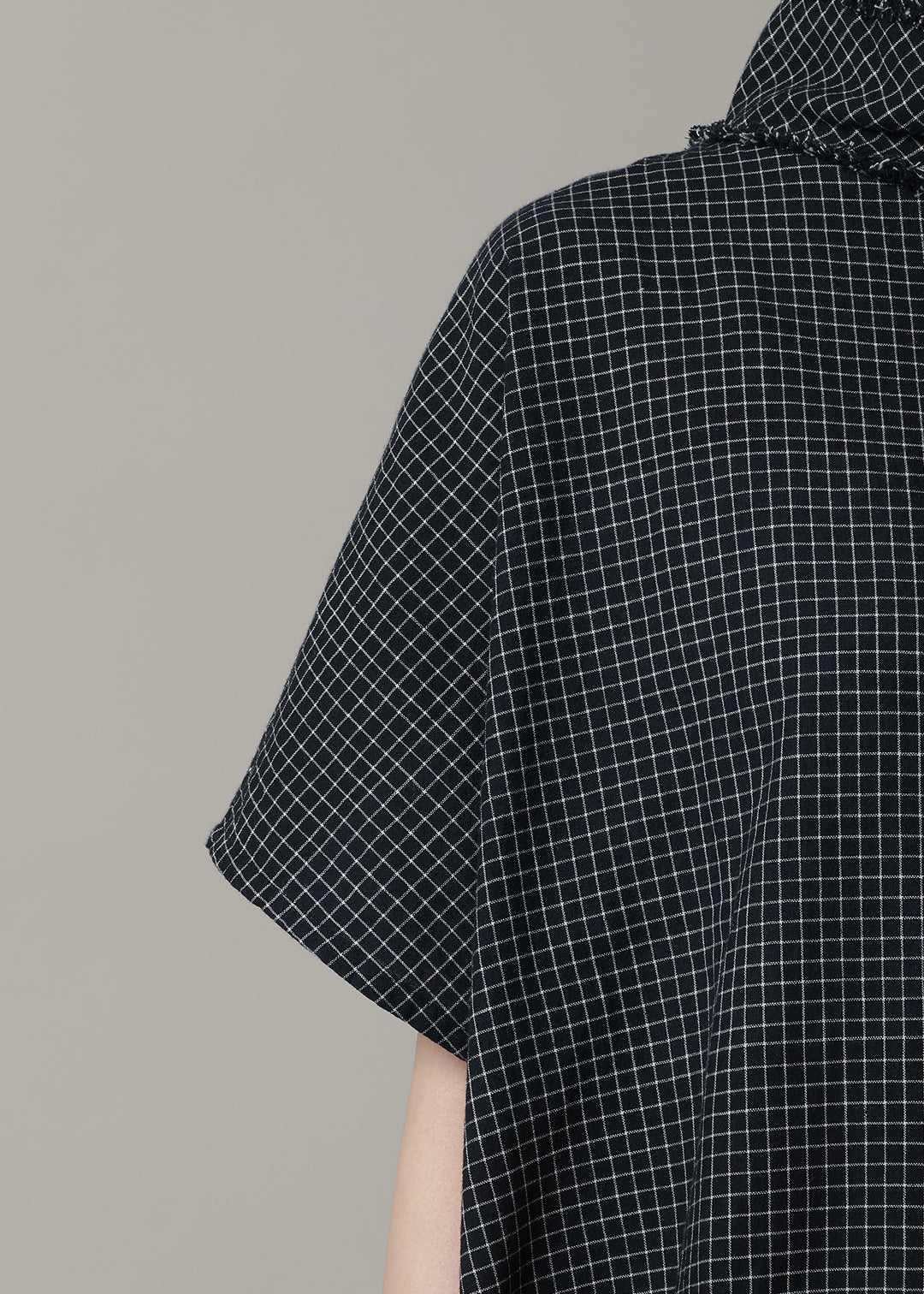 Yui High Neck Tops 56s check Khadi