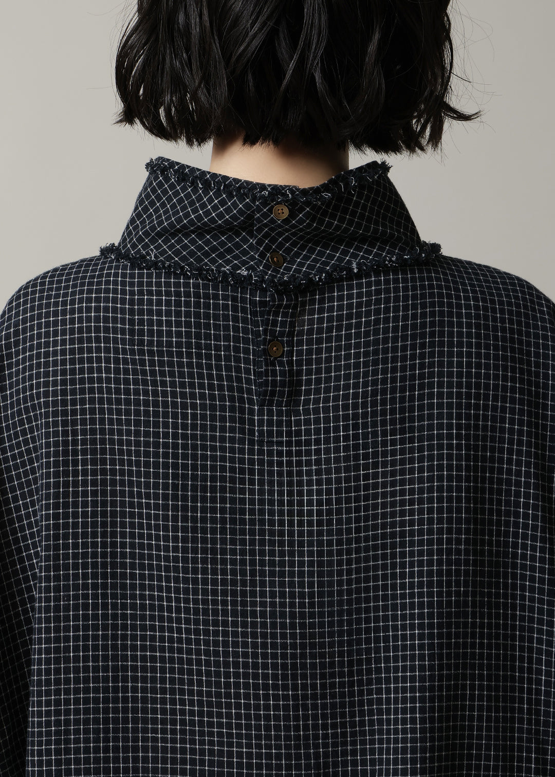 Yui High Neck Tops 56s check Khadi