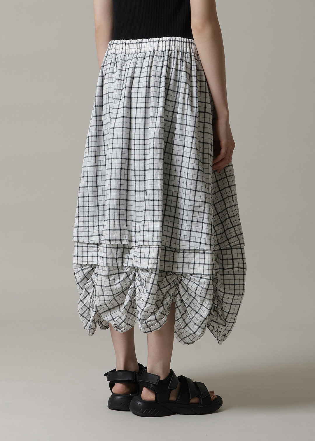 Rhythm Skirt 56s check Khadi