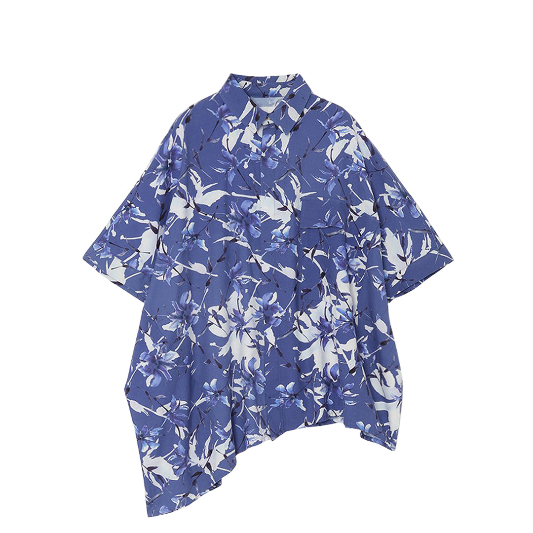 Asymme Side Long SH Printed Khadi