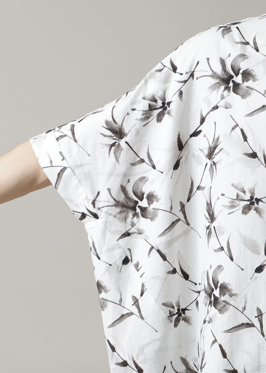 Asymme Side Long SH Printed Khadi