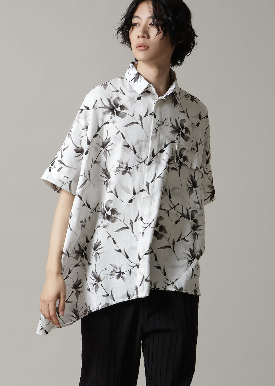 Asymme Side Long SH Printed Khadi