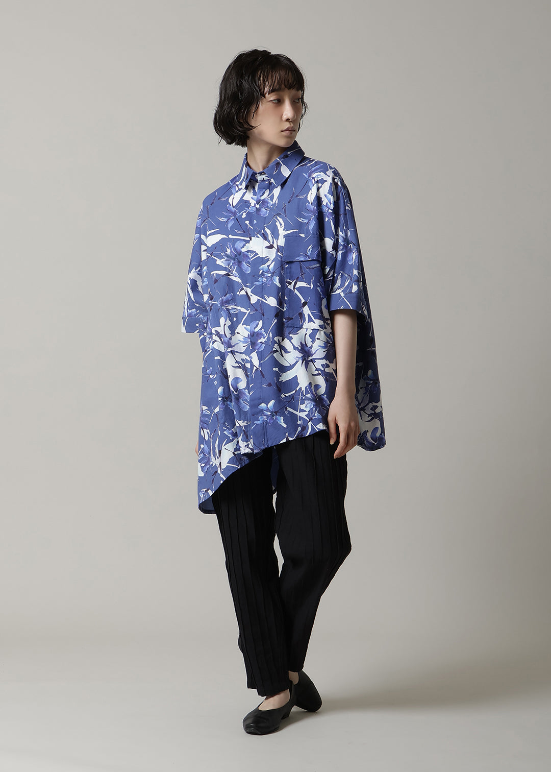 Asymme Side Long SH Printed Khadi