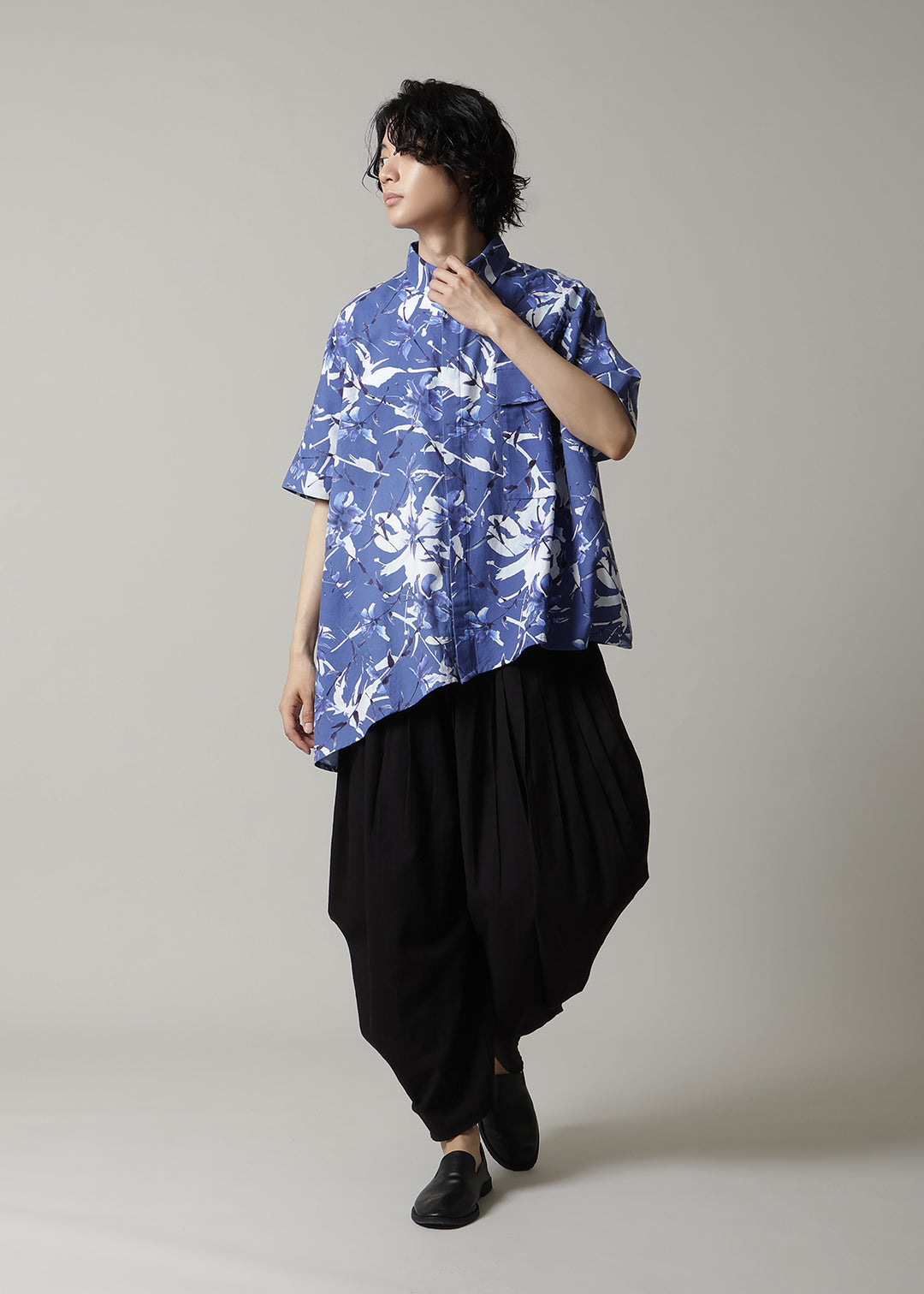 Asymme Side Long SH Printed Khadi
