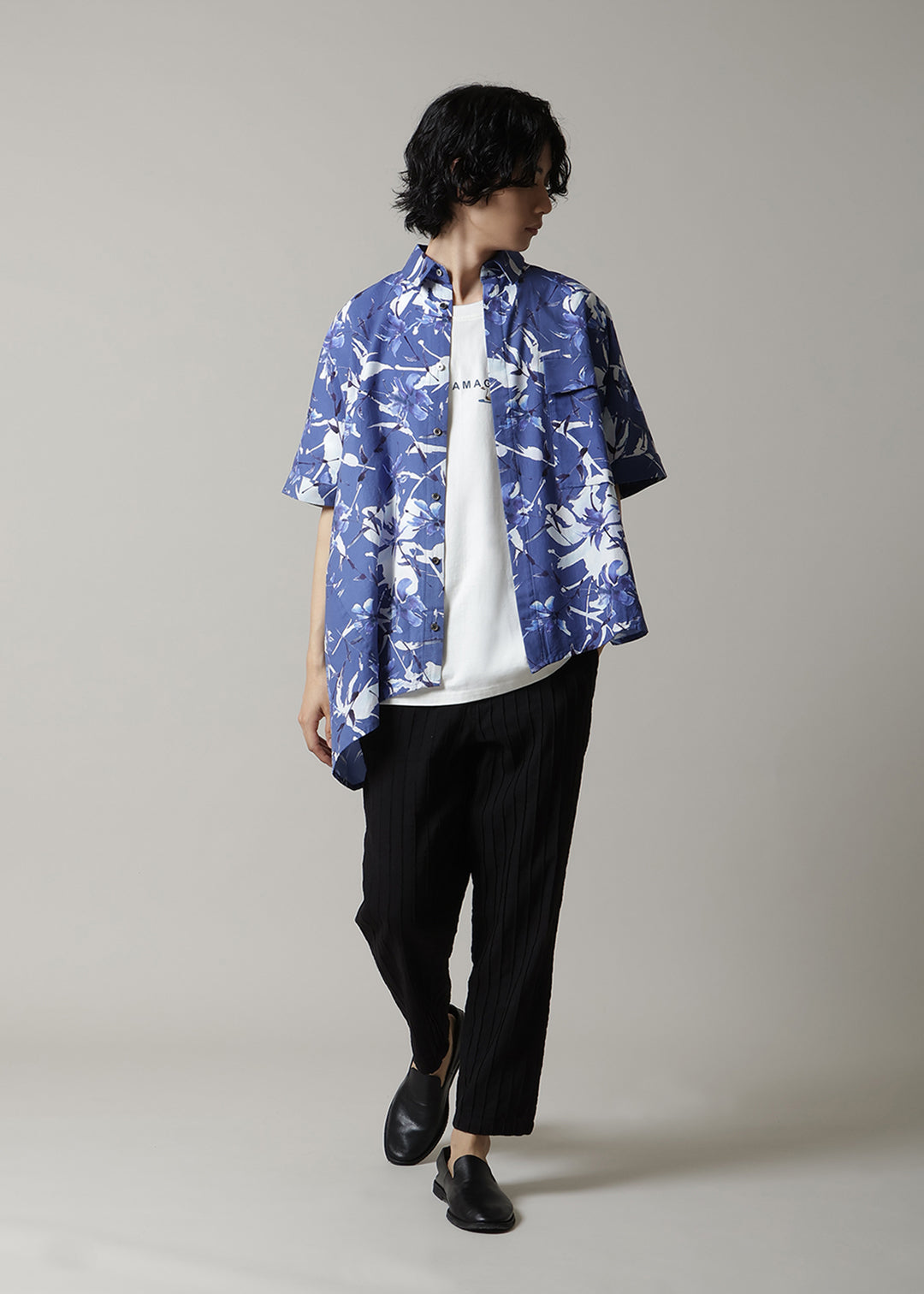 Asymme Side Long SH Printed Khadi