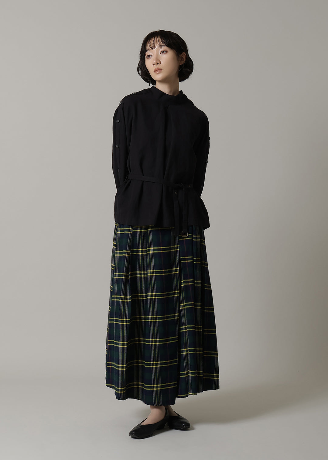 Kaname Uneven Pleat SK 56dt check