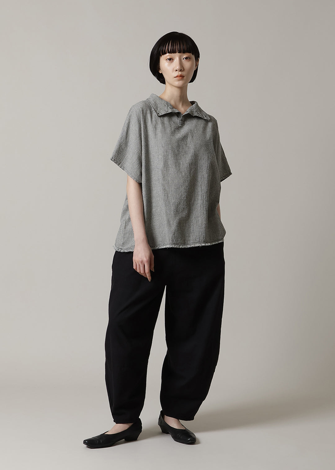 Yui High Neck Tops 56s stripe