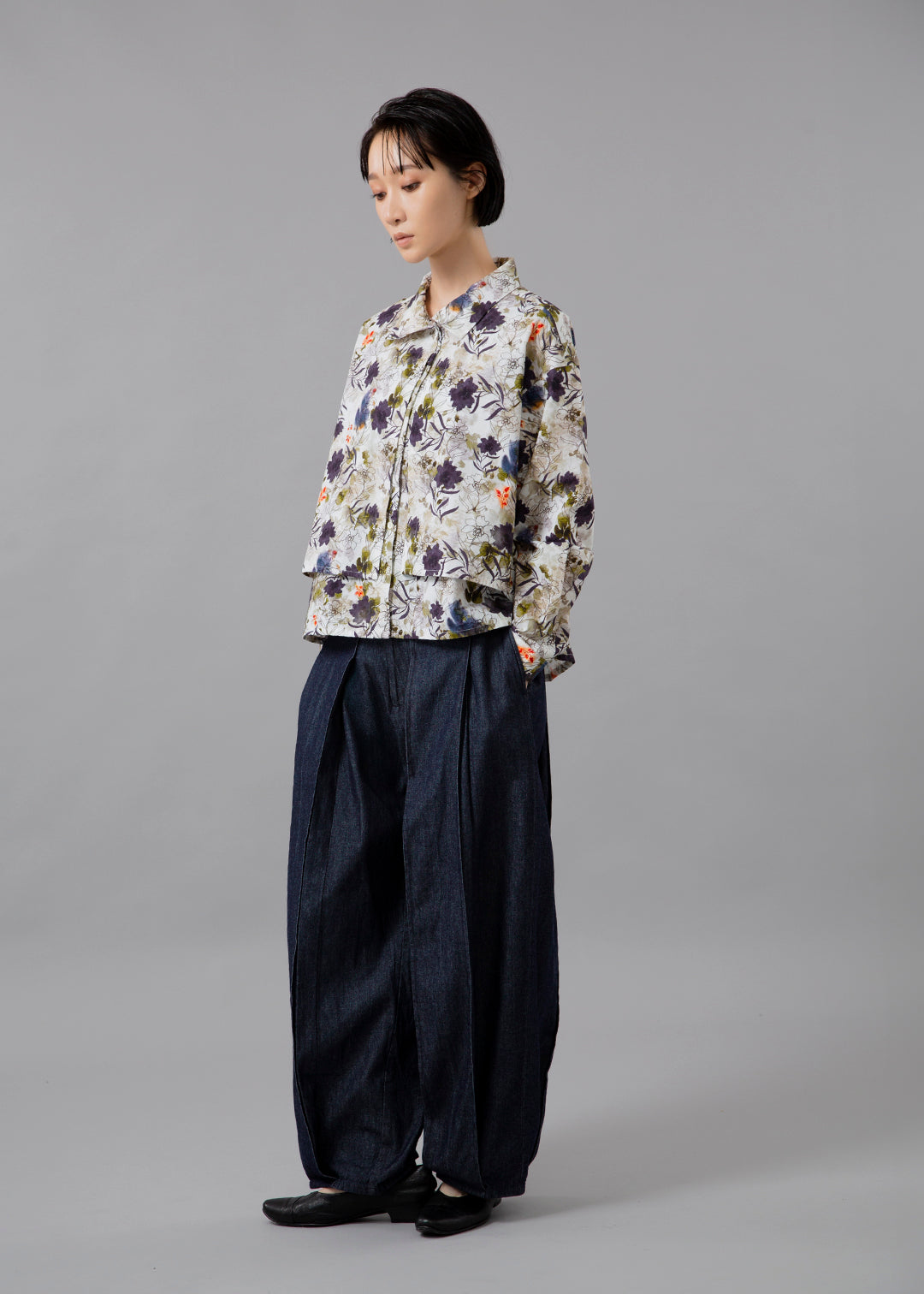 Sculpted Deep Tuck Pants Denim