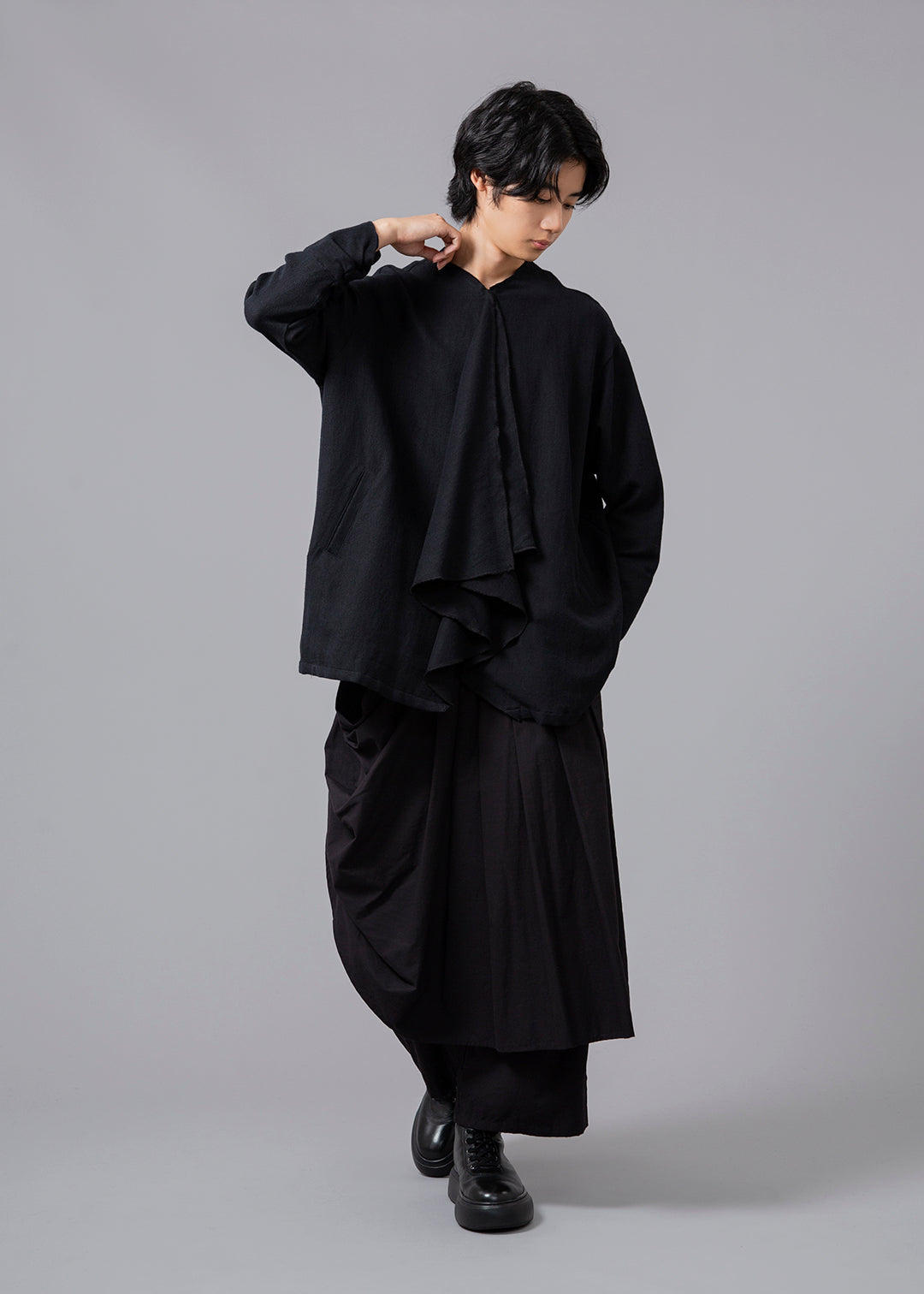 Yuragi Front Drape Tunic Wool Khadi