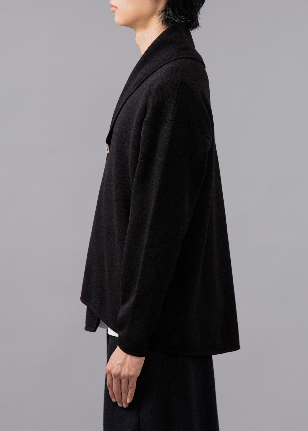 Asymme Big Collar Cardigan Wool