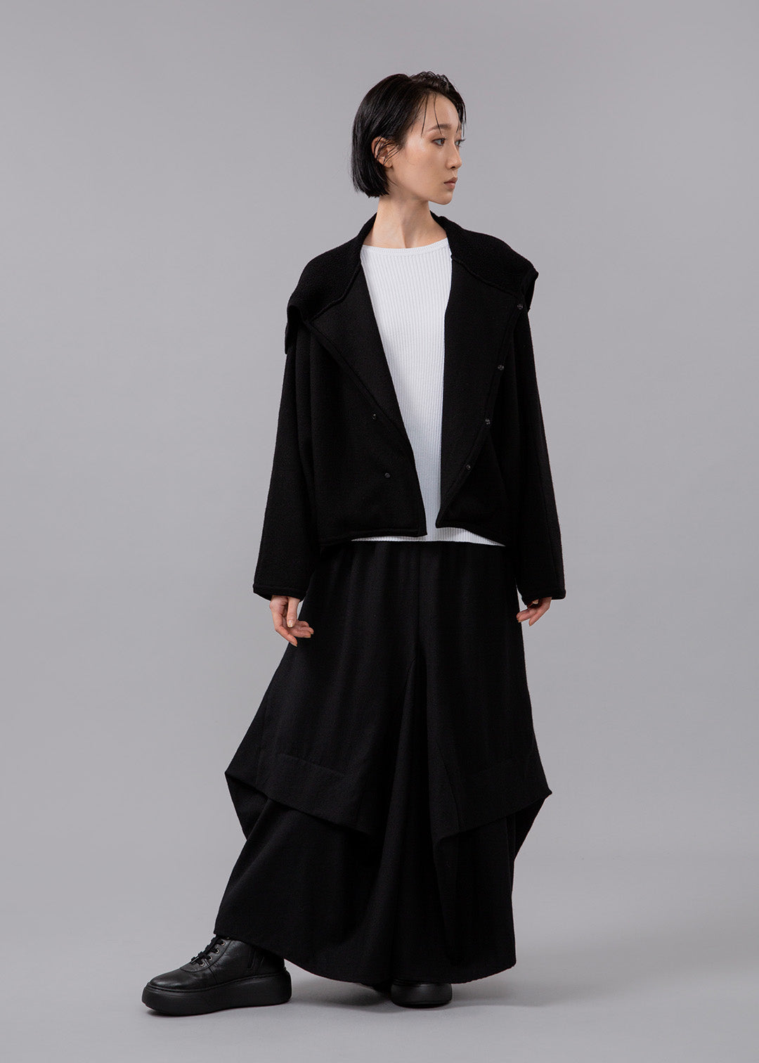 Sculpted Cape Cardigan Wool Lycra