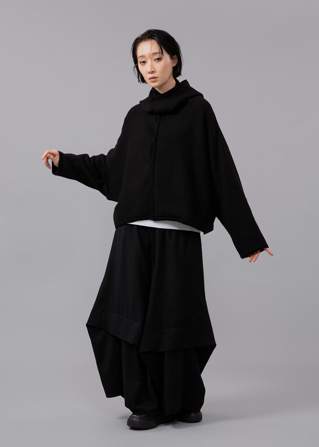 Sculpted Cape Cardigan Wool Lycra
