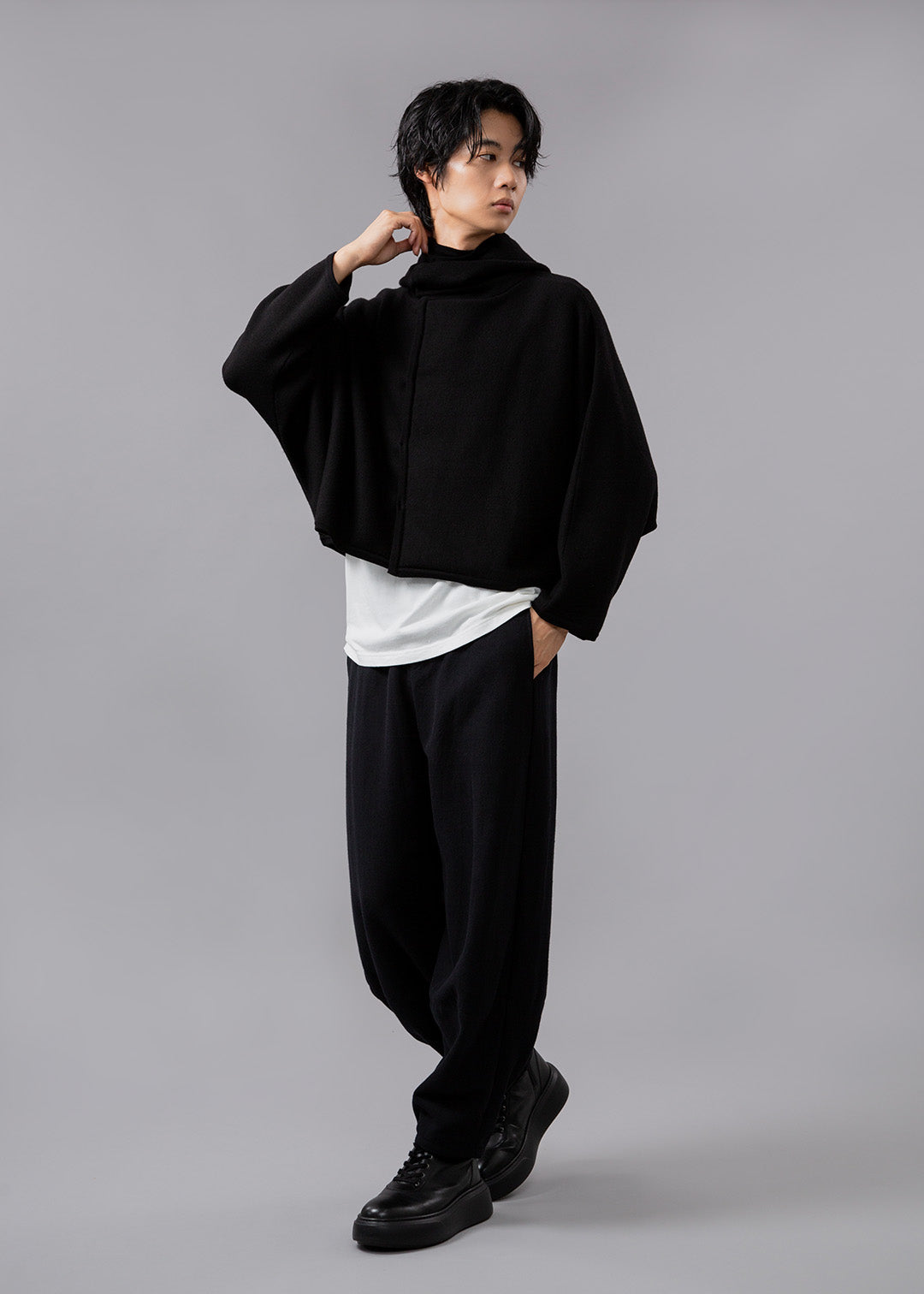 Sculpted Cape Cardigan Wool Lycra