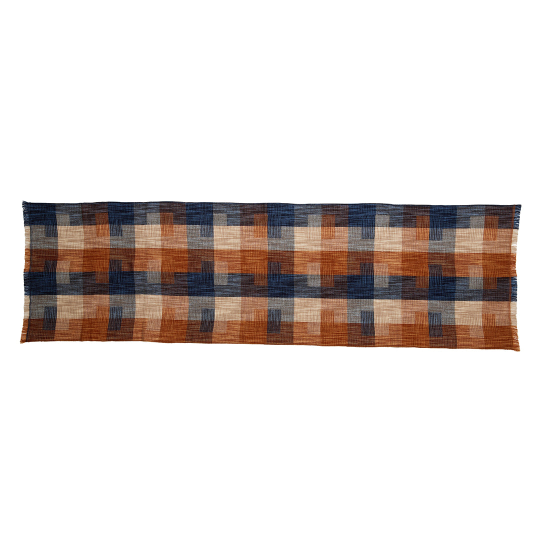 Ikat Block Check Wool Stole
