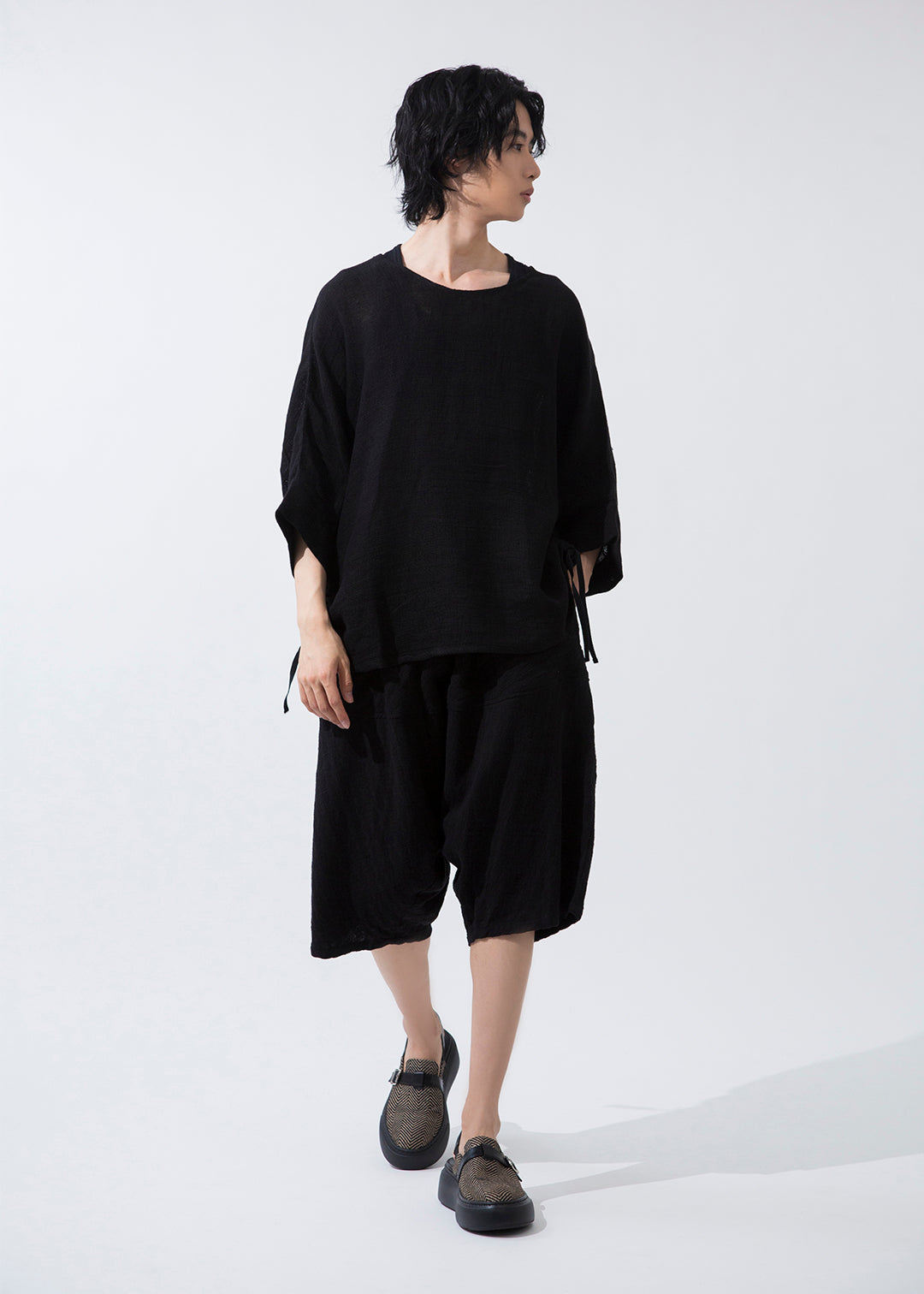Yuragi Cropped Pants Dobby Gauze