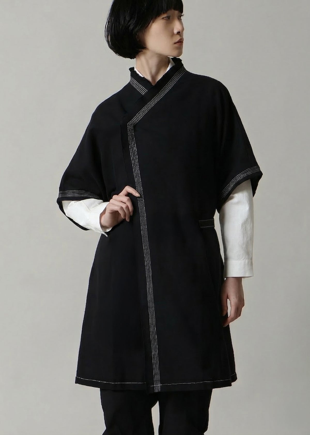 Matou Stitched Long Vest 56tw Khadi