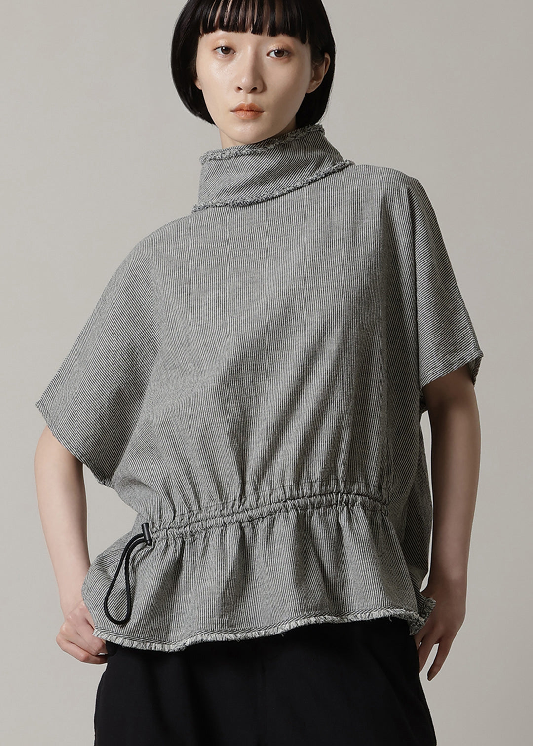 Yui High Neck Tops 56s stripe