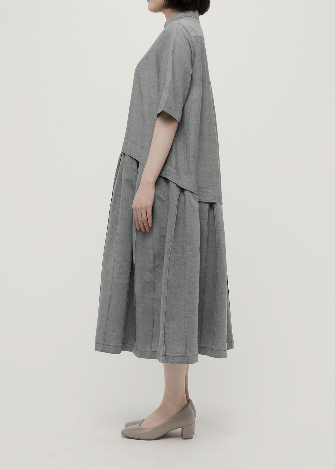 150dt Khadi Stand Collar Pleats OP