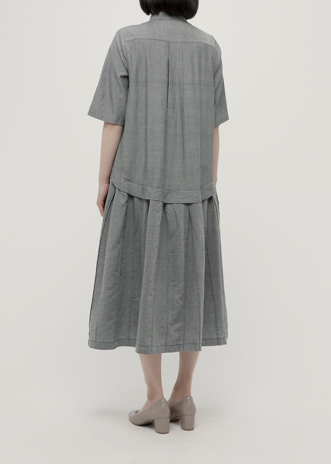 150dt Khadi Stand Collar Pleats OP
