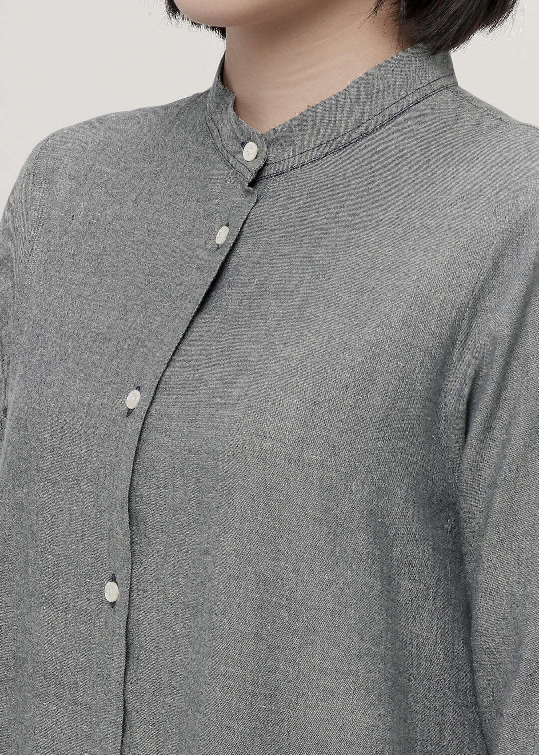 150dt Khadi Stand Collar Pleats OP