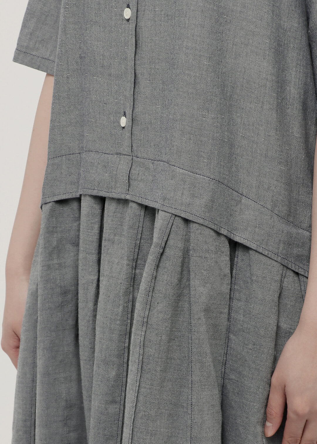 150dt Khadi Stand Collar Pleats OP