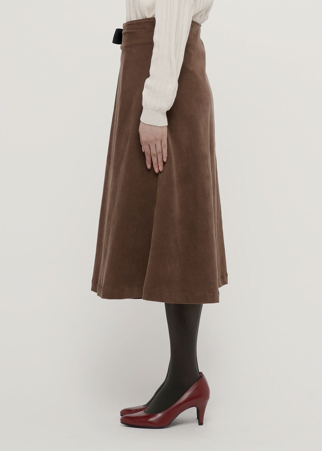 Corduroy Two-tone Pleat Skirt