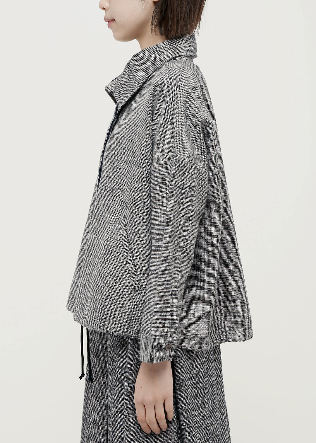 Oxford Khadi High Neck Blouson