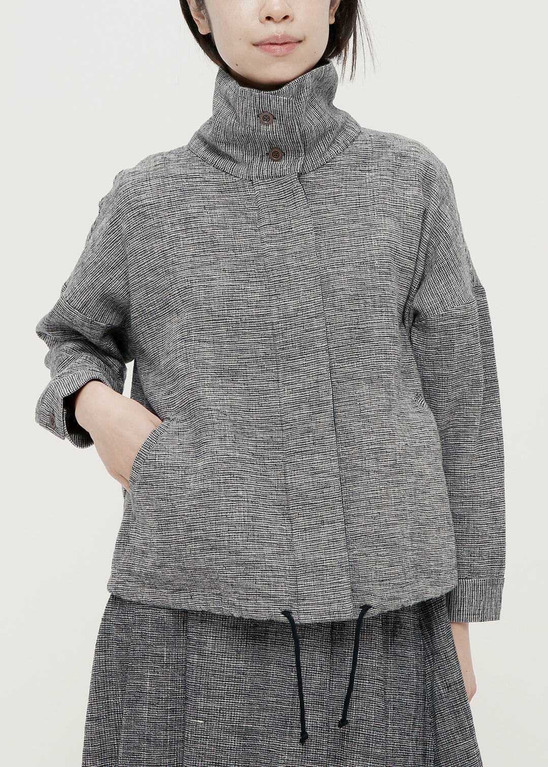 Oxford Khadi High Neck Blouson