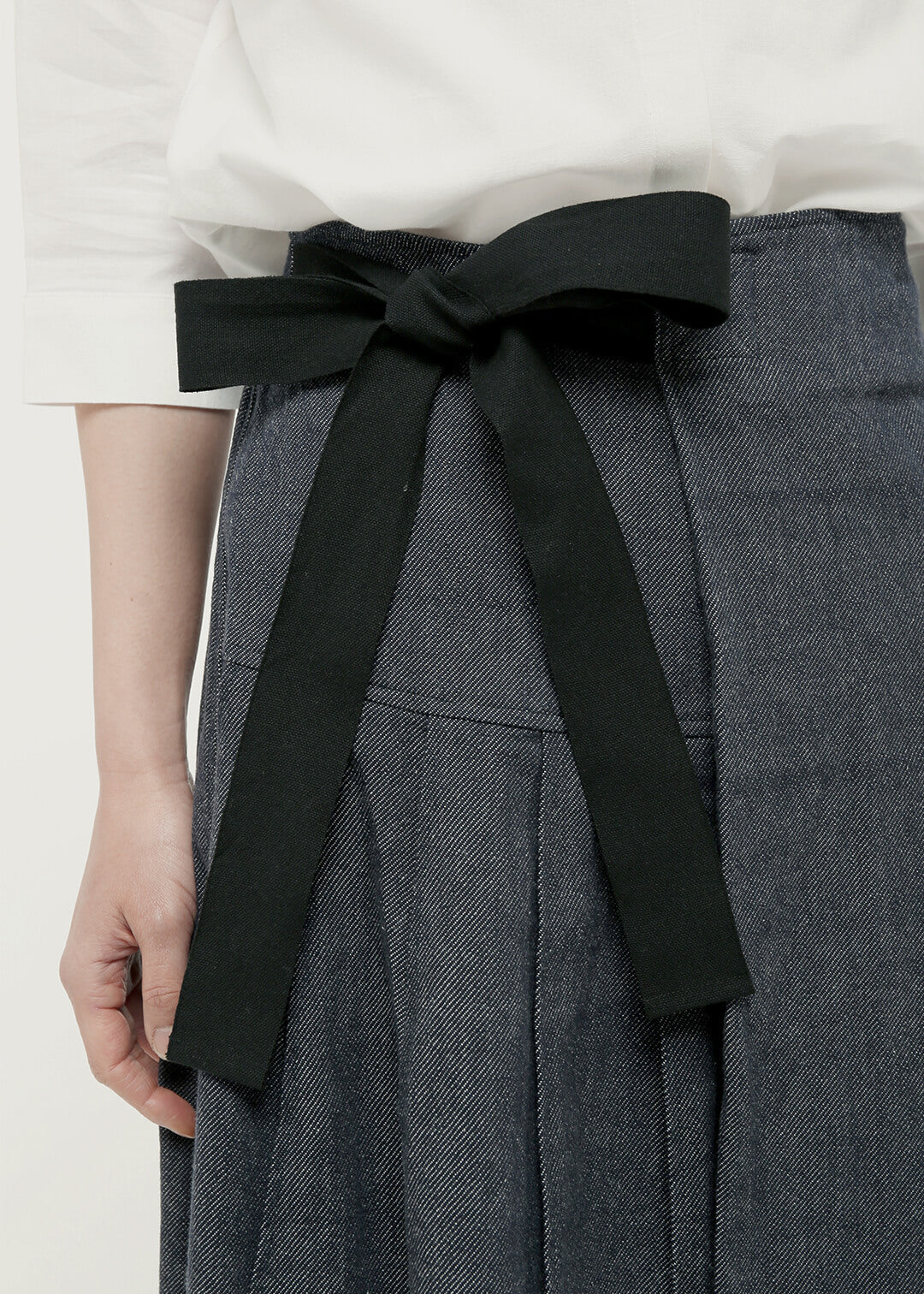 Denim Two-tone Pleat Skirt