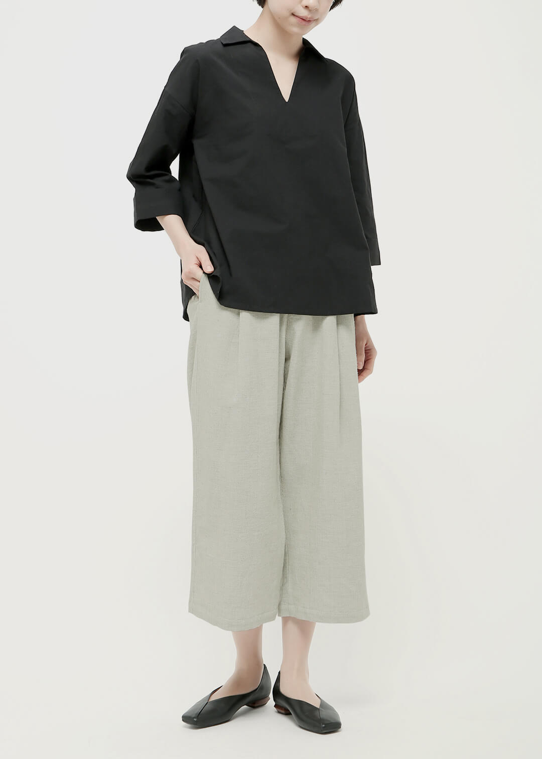 Oxford Khadi Wide Cropped Pants
