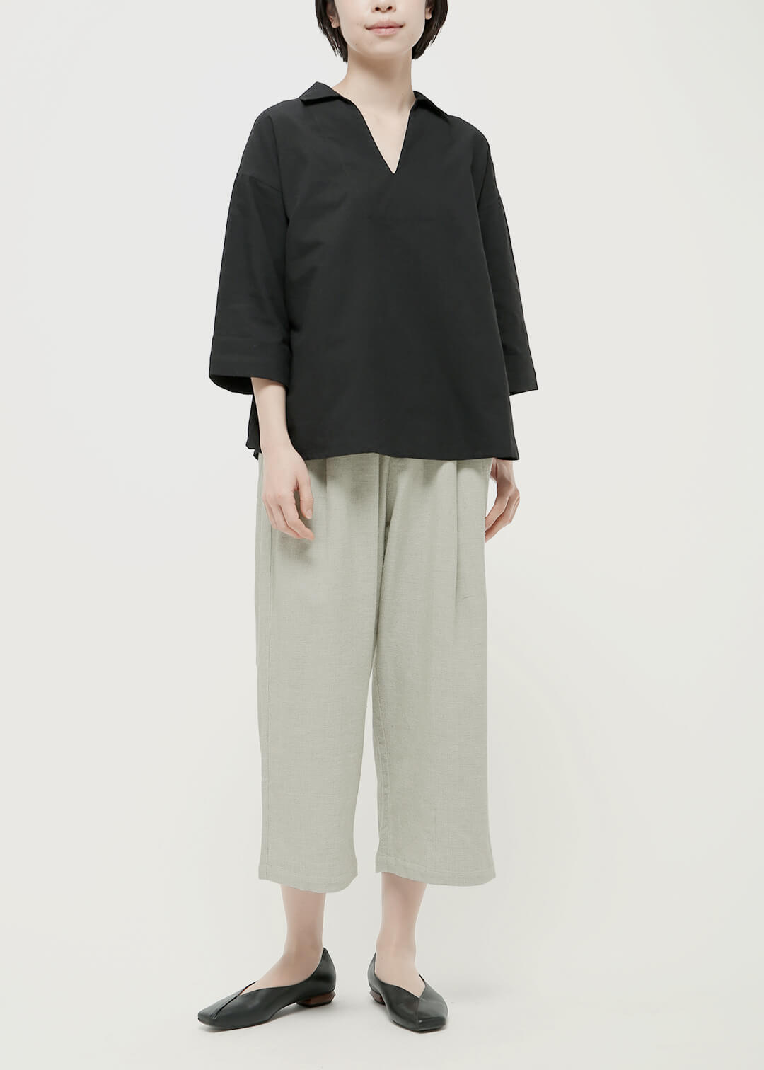 Oxford Khadi Wide Cropped Pants