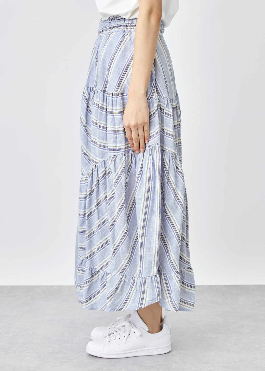 Yui Random Tiered Skirt 56s stripe