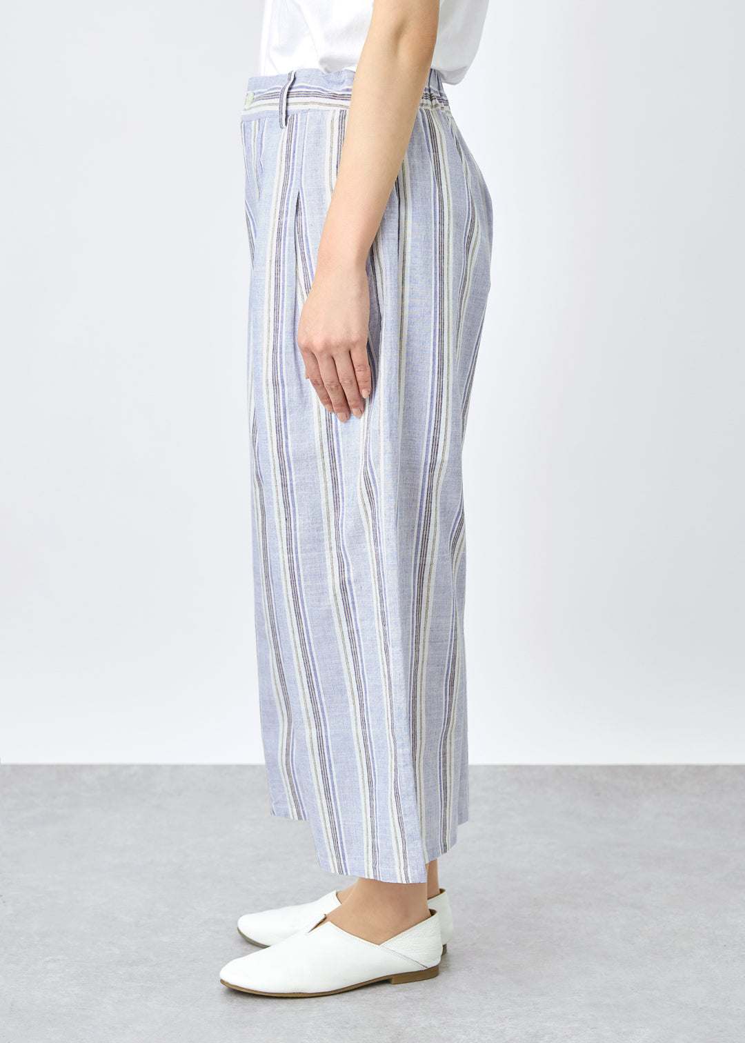 Kaname Wide Pants 56s stripe Khadi