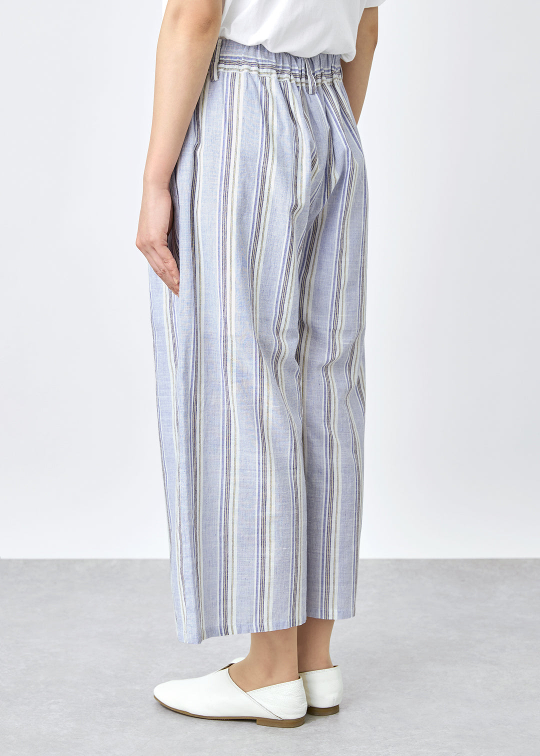 Kaname Wide Pants 56s stripe Khadi