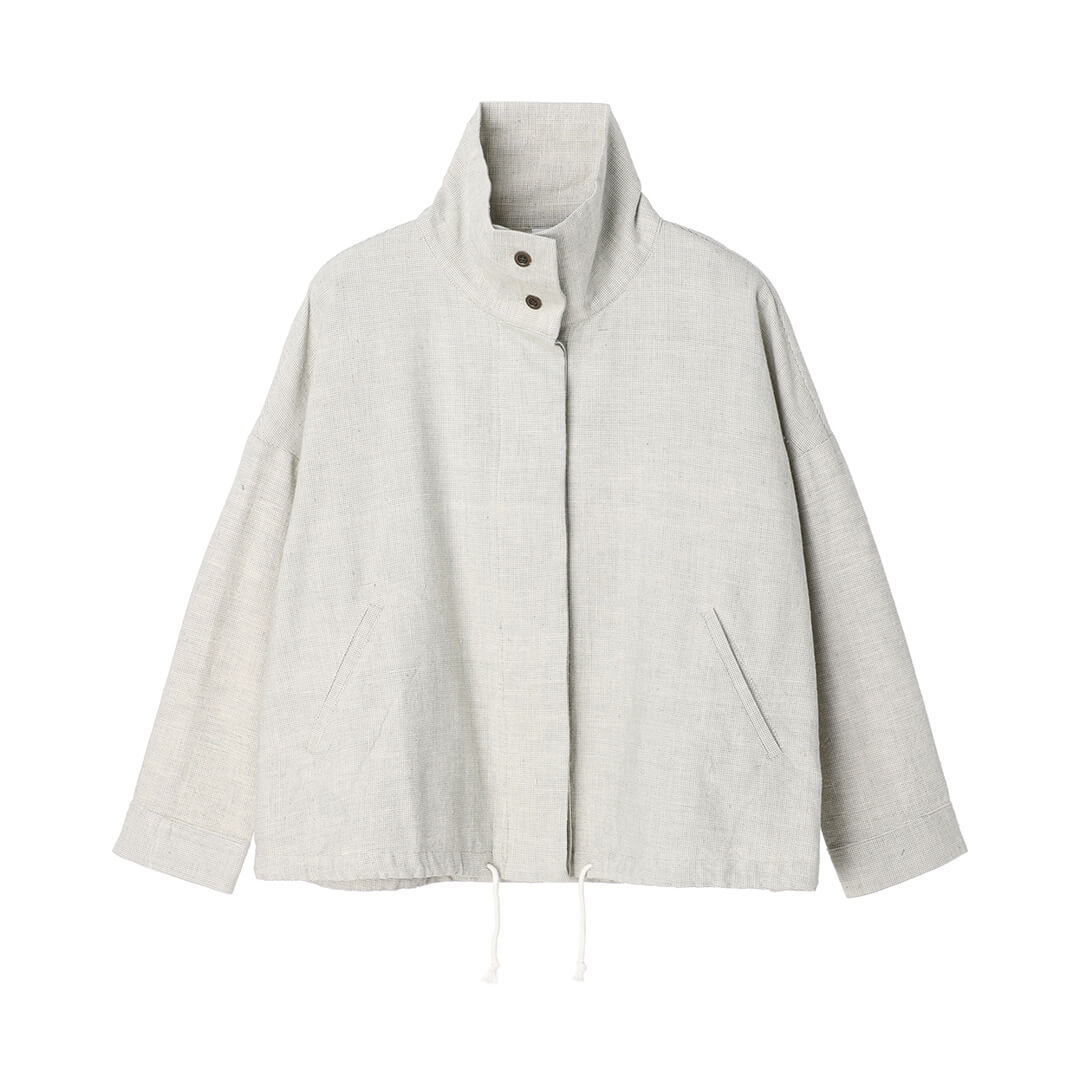 Oxford Khadi High Neck Blouson